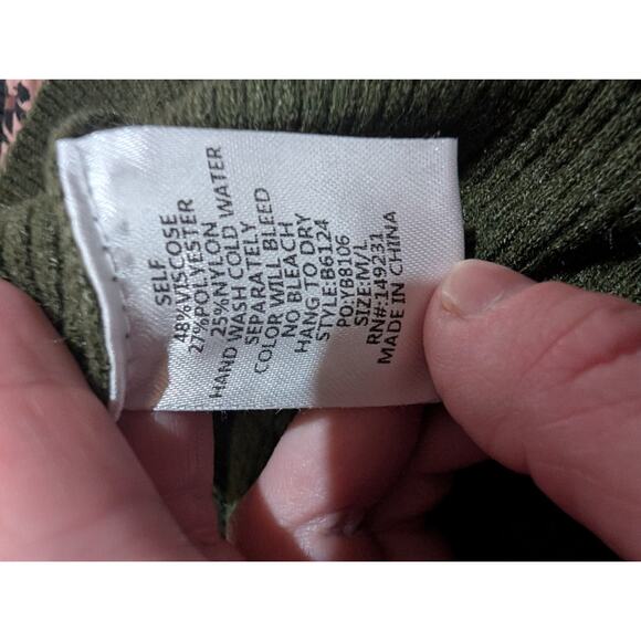 Kori America Womens Olive Ribbed Knit Deep V Sweater Dress M/L Nursing Friendly - Picture 7 of 7